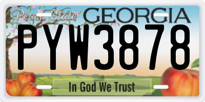 GA license plate PYW3878