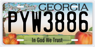 GA license plate PYW3886