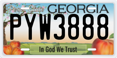 GA license plate PYW3888