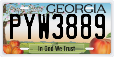 GA license plate PYW3889