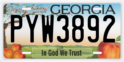 GA license plate PYW3892