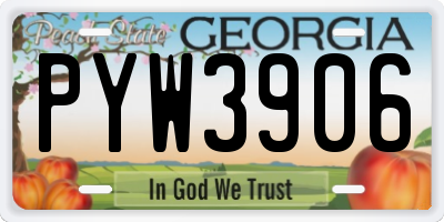 GA license plate PYW3906