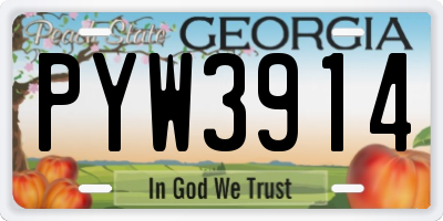 GA license plate PYW3914