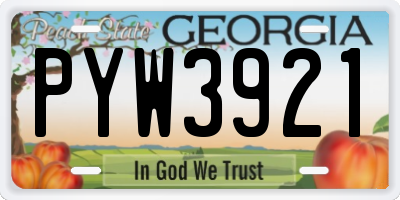 GA license plate PYW3921