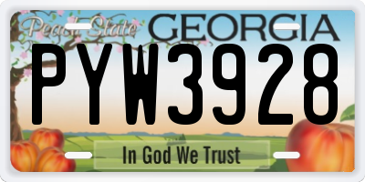 GA license plate PYW3928