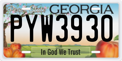 GA license plate PYW3930