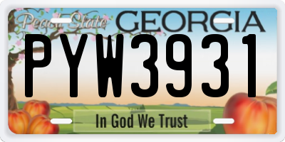 GA license plate PYW3931