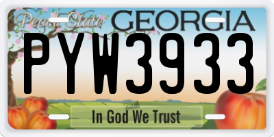 GA license plate PYW3933