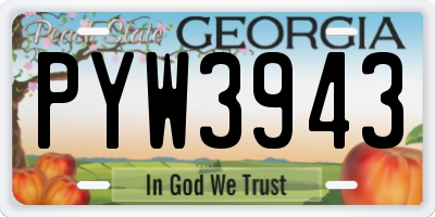 GA license plate PYW3943