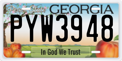 GA license plate PYW3948