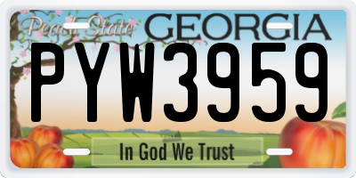 GA license plate PYW3959
