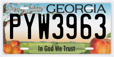 GA license plate PYW3963