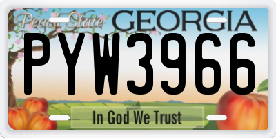 GA license plate PYW3966