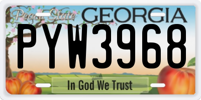 GA license plate PYW3968