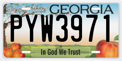 GA license plate PYW3971