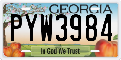 GA license plate PYW3984