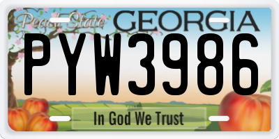 GA license plate PYW3986