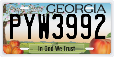 GA license plate PYW3992