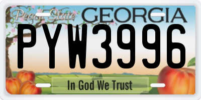GA license plate PYW3996