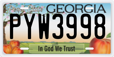 GA license plate PYW3998