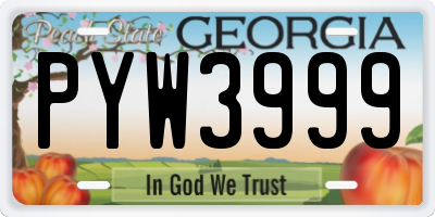 GA license plate PYW3999