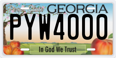 GA license plate PYW4000