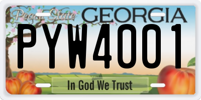 GA license plate PYW4001