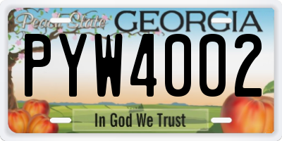 GA license plate PYW4002