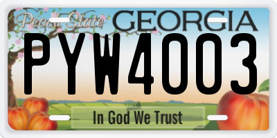 GA license plate PYW4003