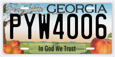 GA license plate PYW4006