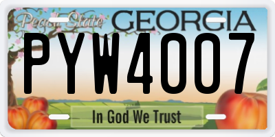 GA license plate PYW4007