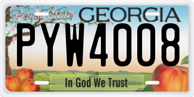 GA license plate PYW4008