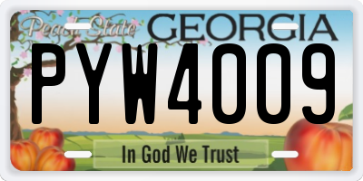 GA license plate PYW4009
