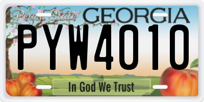 GA license plate PYW4010