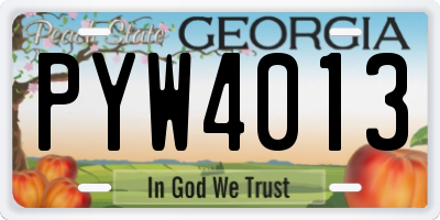 GA license plate PYW4013
