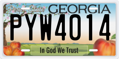 GA license plate PYW4014