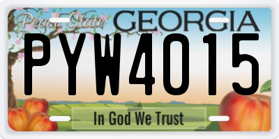 GA license plate PYW4015