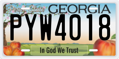 GA license plate PYW4018