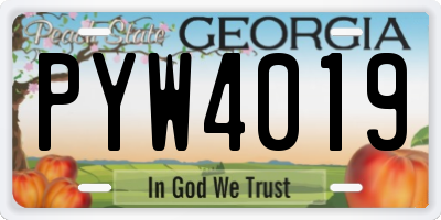 GA license plate PYW4019