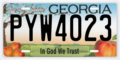 GA license plate PYW4023
