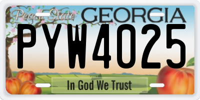 GA license plate PYW4025