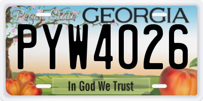 GA license plate PYW4026