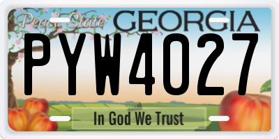 GA license plate PYW4027