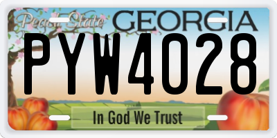 GA license plate PYW4028