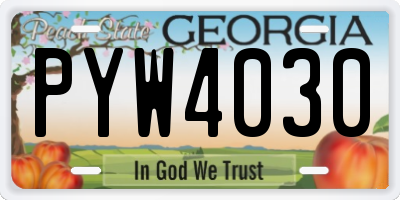 GA license plate PYW4030