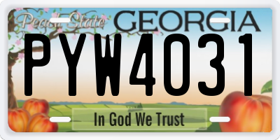 GA license plate PYW4031