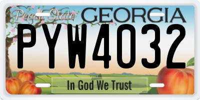GA license plate PYW4032