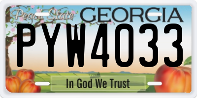 GA license plate PYW4033