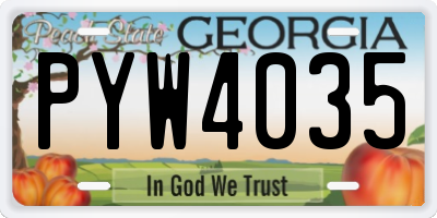 GA license plate PYW4035