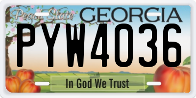 GA license plate PYW4036